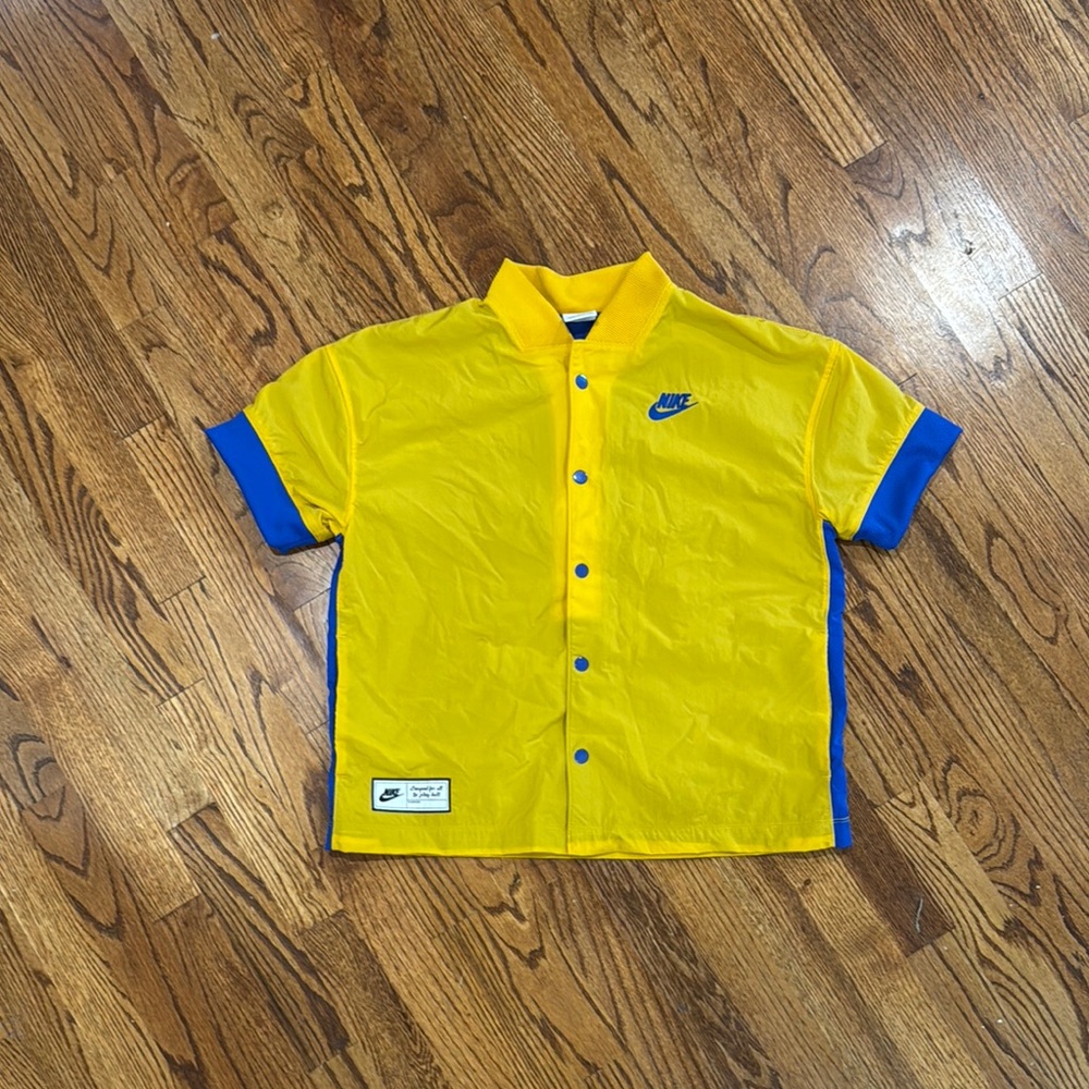 Nike Yellow and Blue Button Down Shirt